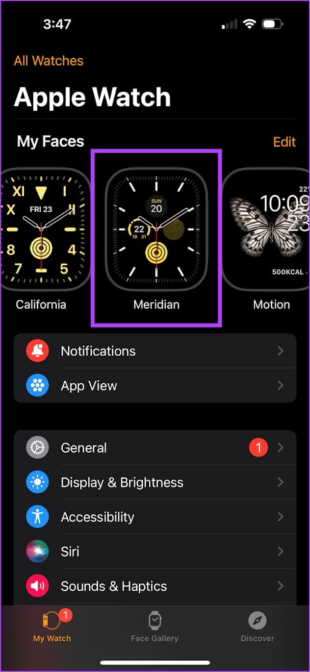 Select Watch Face on Apple Watch