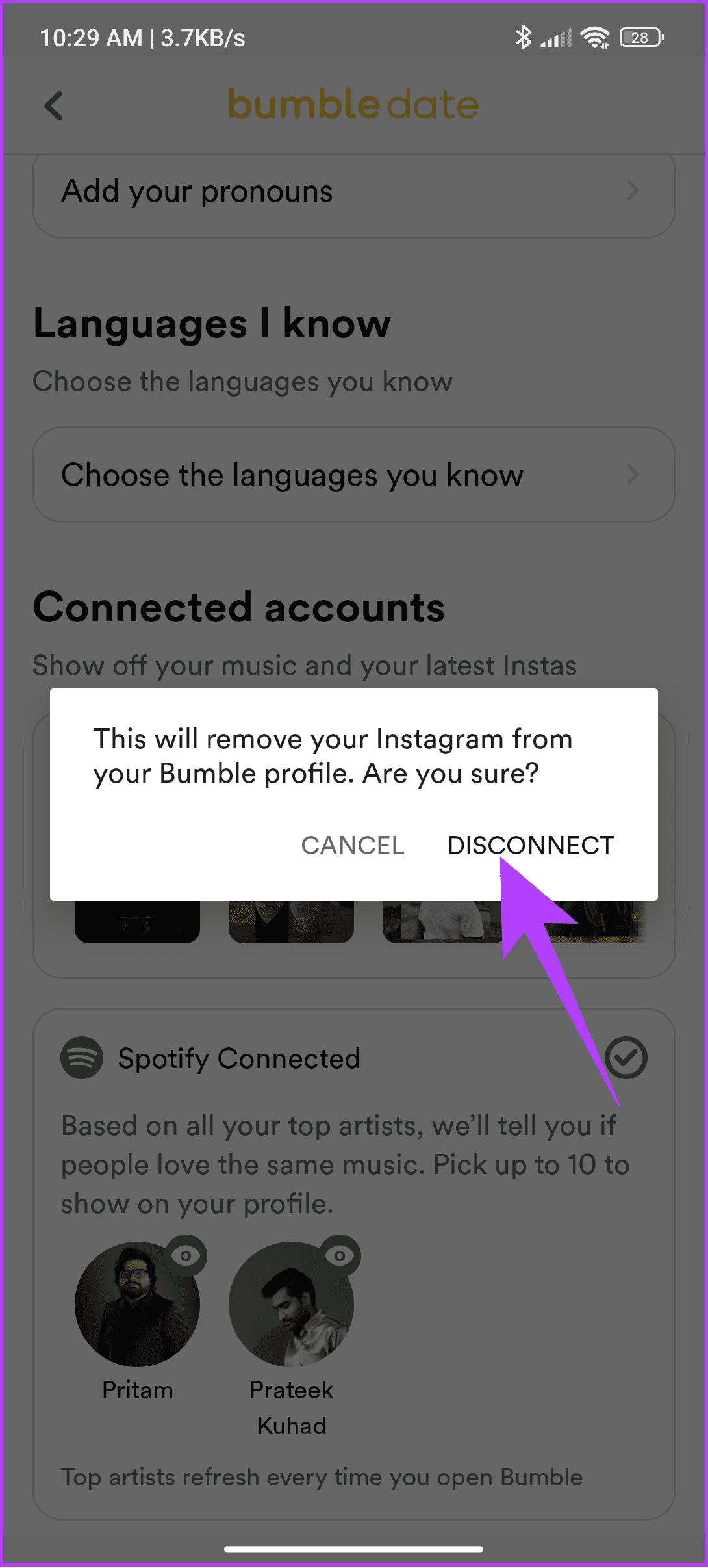 Select disconnected