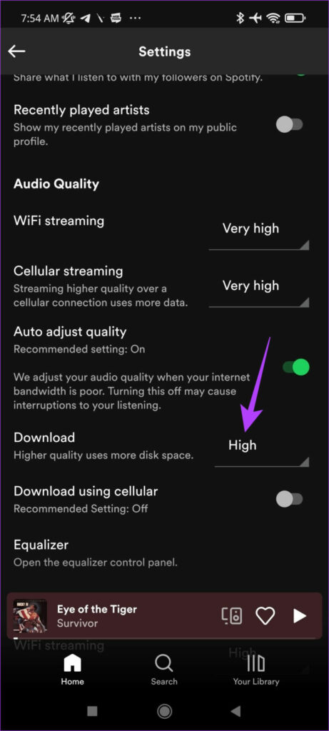 Select download quality on Spotify