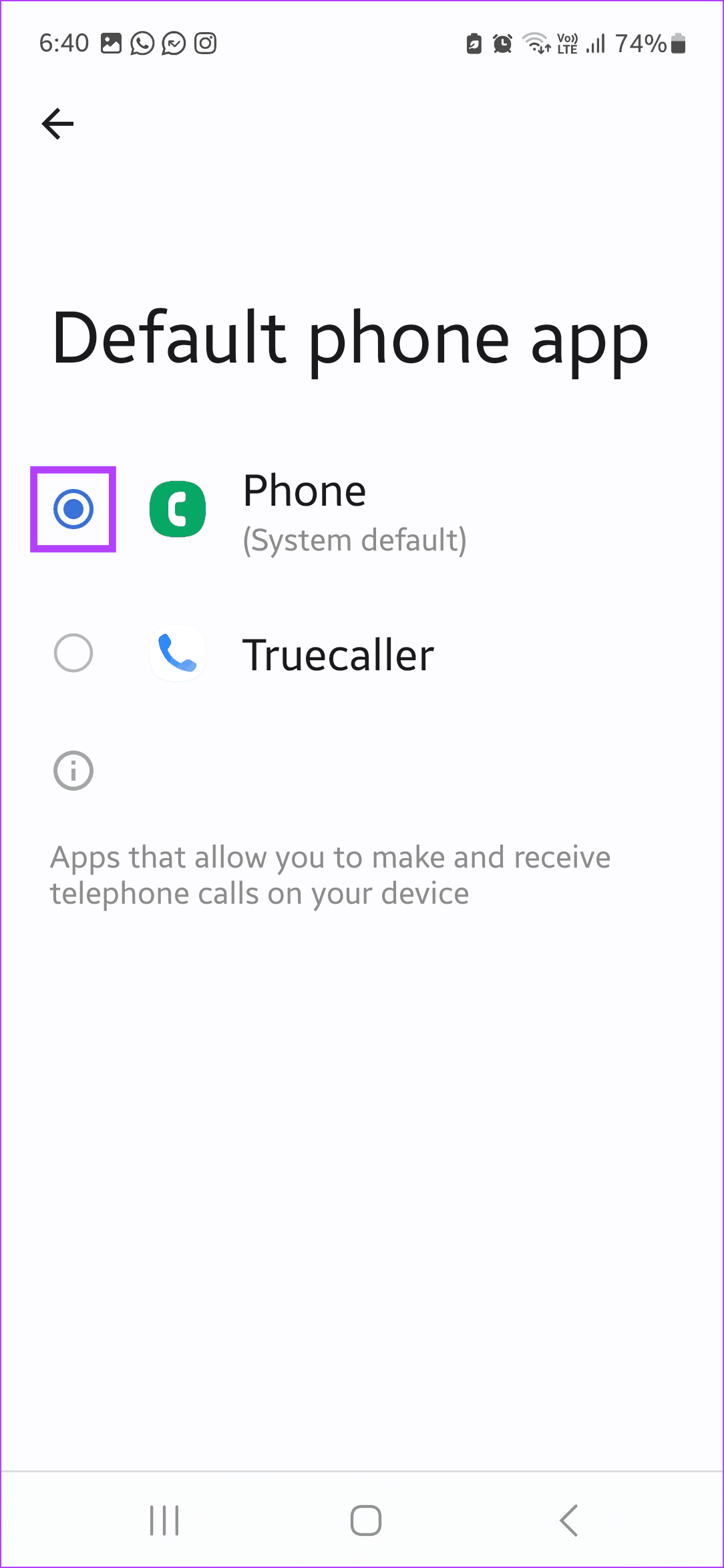 Select the Phone app