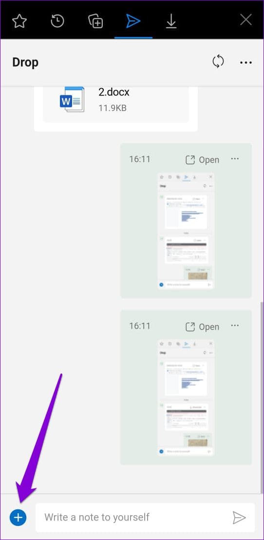 Send Files via the Drop Feature in Microsoft Edge Mobile
