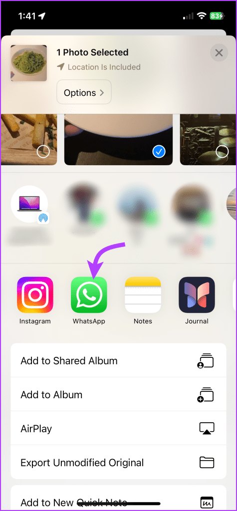 Select WhatsApp and send