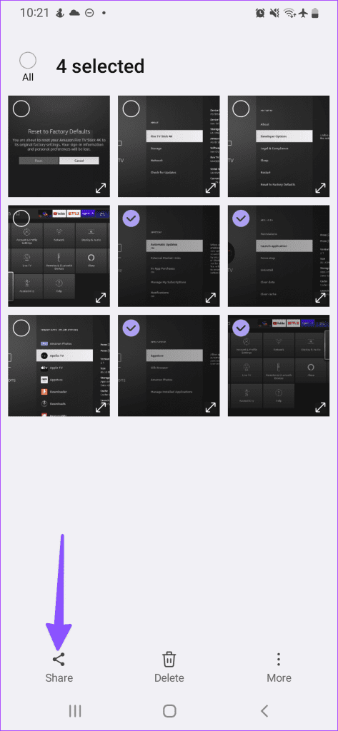 Multiple Photos Selected on Samsung Phone