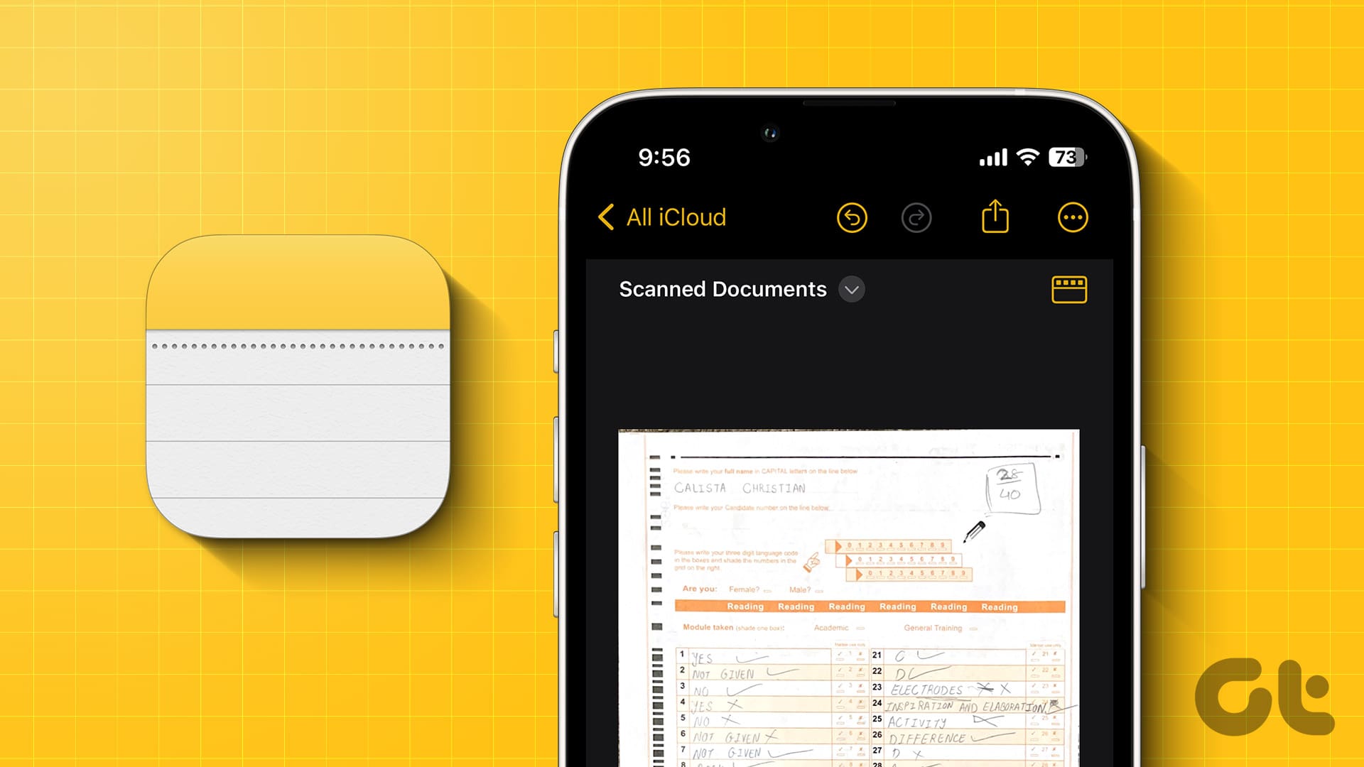 Send scanned documents iPhone Notes