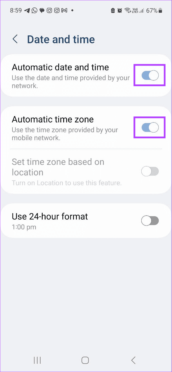 Set Date Time to Automatic