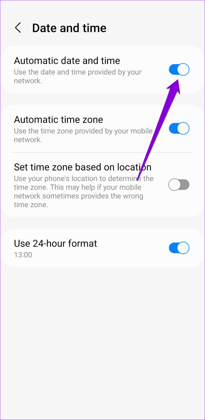 Set Date and Time Automatically on Samsung or Android Phone