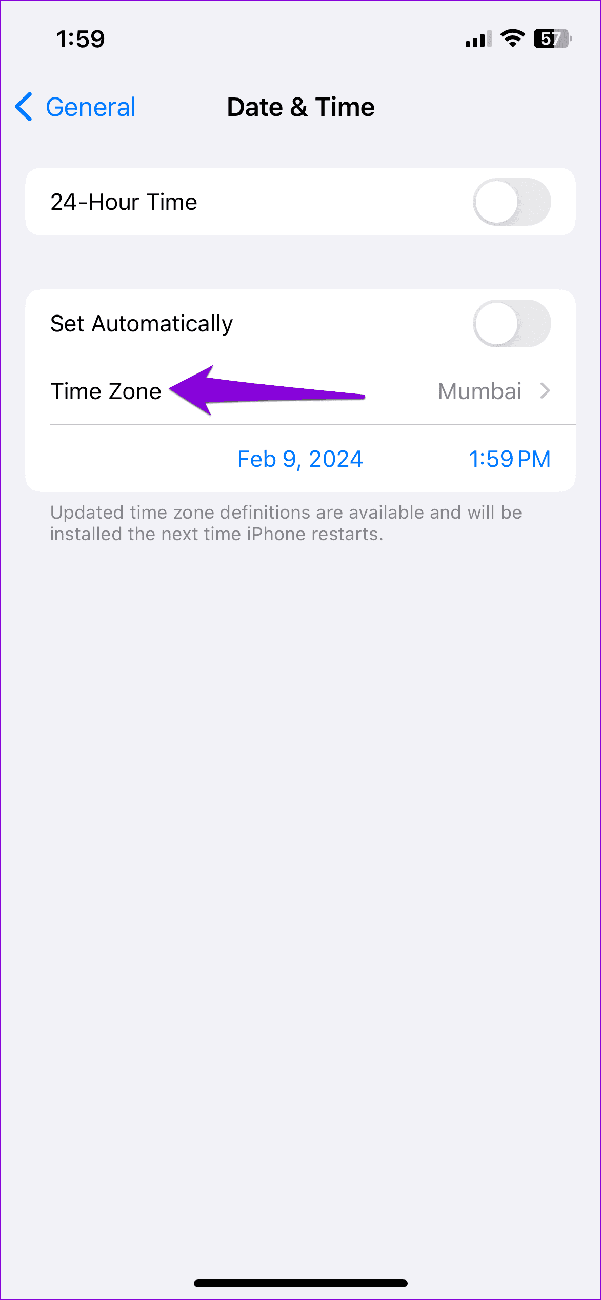 Set Time Zone on iPhone