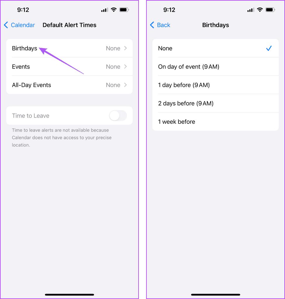 Set event alert time