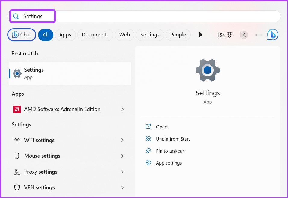 Settings in the Start menu to Disable Sleep Mode in Windows 11