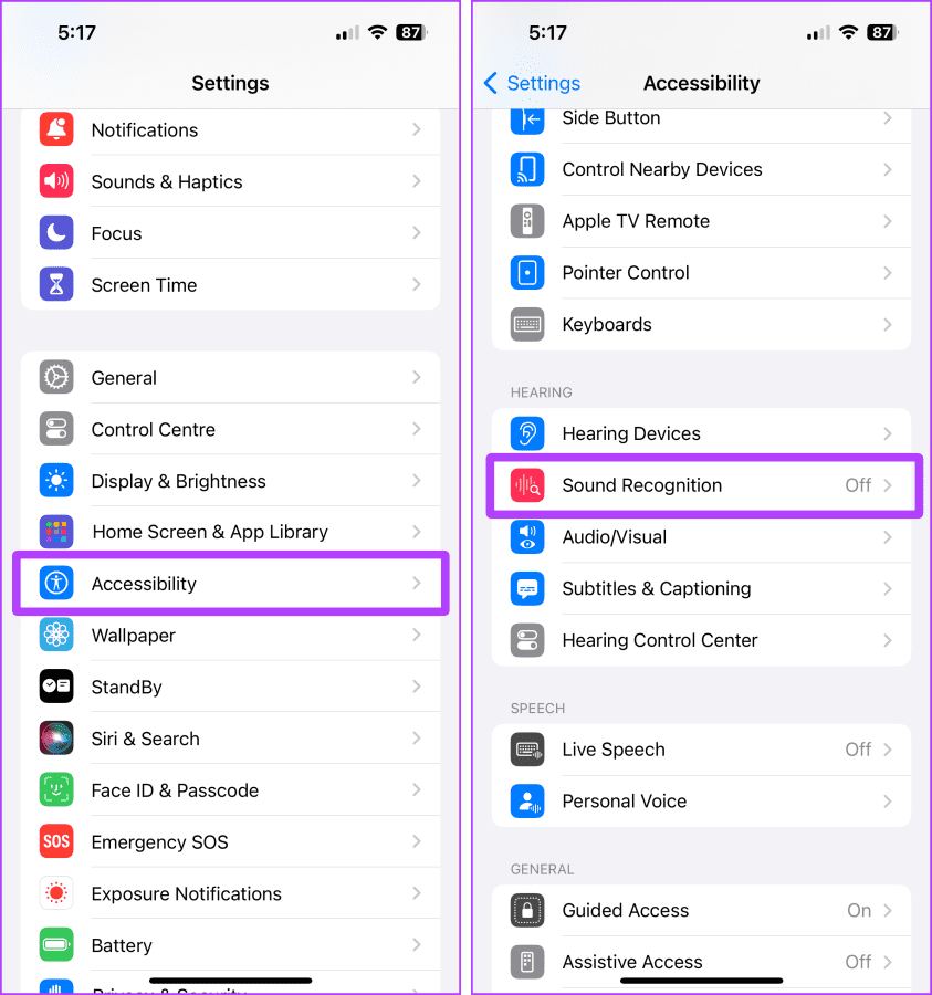 Settings Accessibility on iPhone