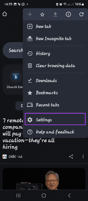 Settings in Chrome