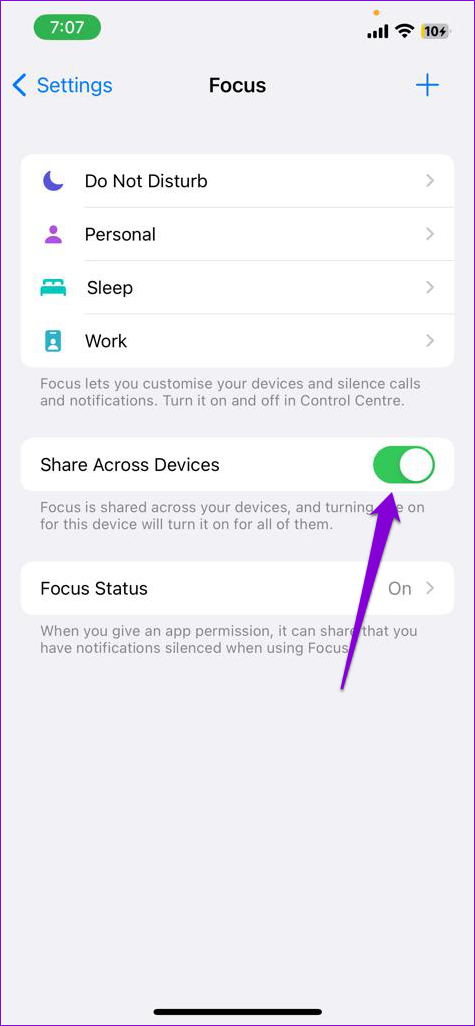 Share Across Devices on iPhone