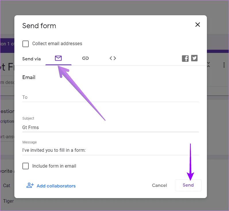 Share form by email