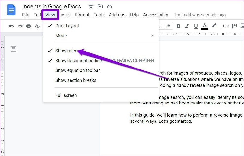 Show Ruler in Google Docs