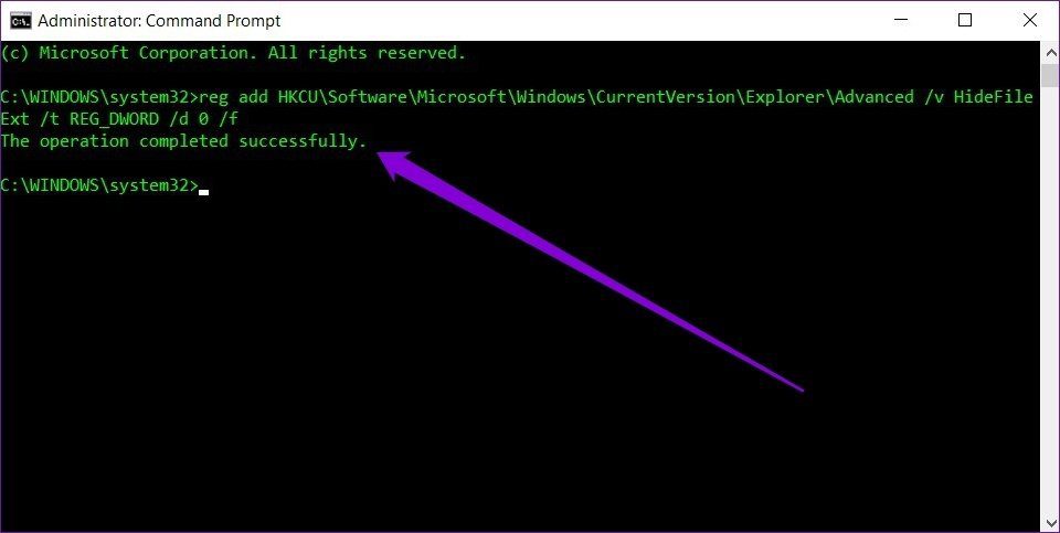 Show or Hide Extensions with Command Prompt