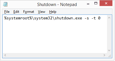 Shutdown Command Content