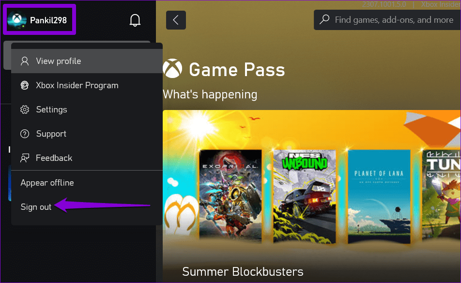 Sign Out of Xbox App