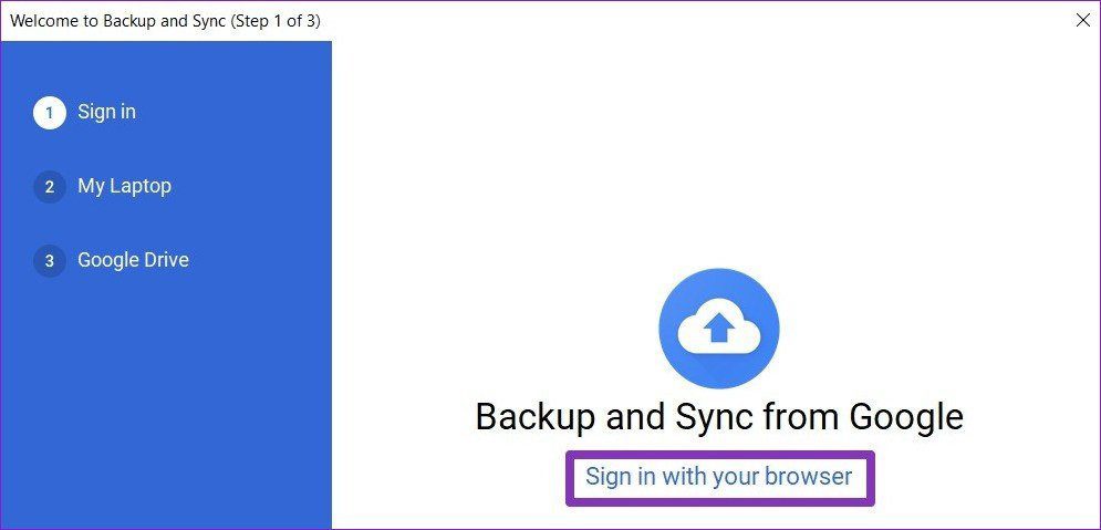 Sign in to Backup and Sync