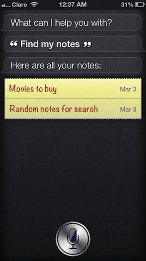Siri Note Search