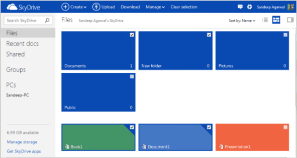 Skydrive Interface