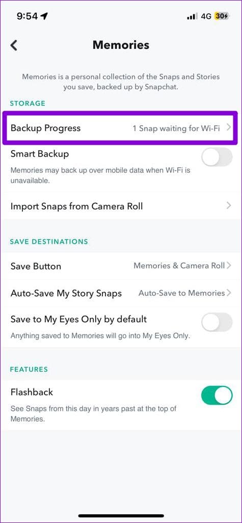 Snapchat Backup Progress