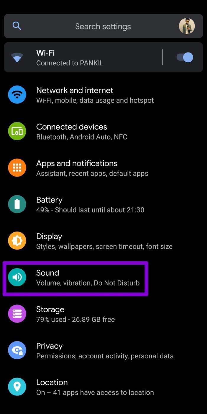 Sound Settings on Android