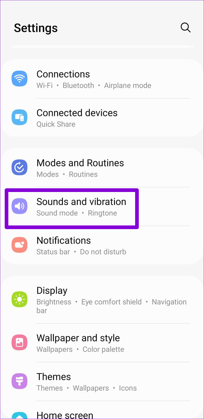 Ajustes de sonido y notificaciones en Android