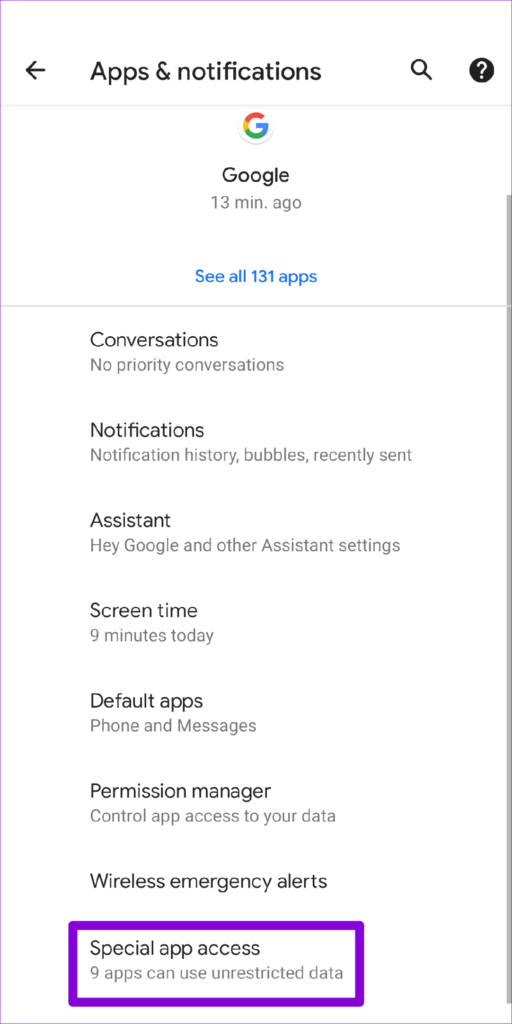 Special App Access on Android
