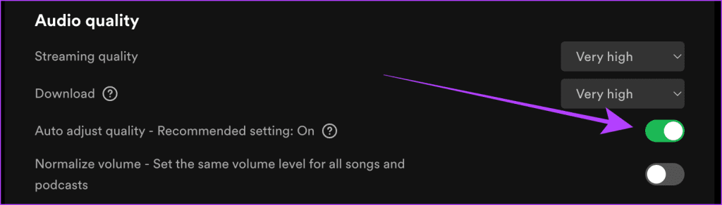 Spotify Auto adjust quality Settings on Computer