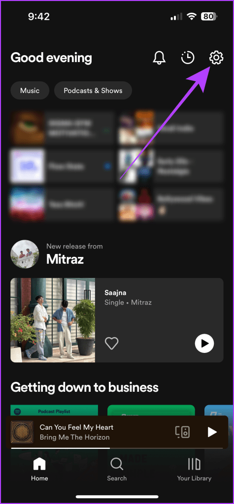 Spotify Home Page Mobile