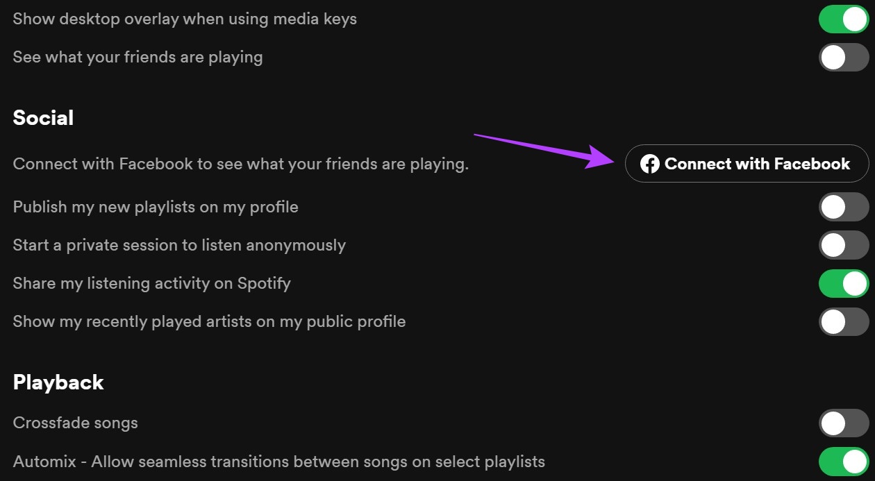 Unlink Facebook account from Spotify