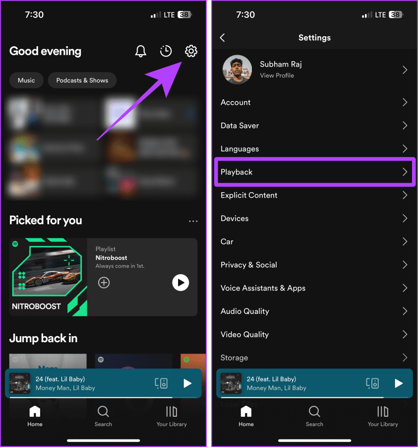 Spotify Settings on Mobile