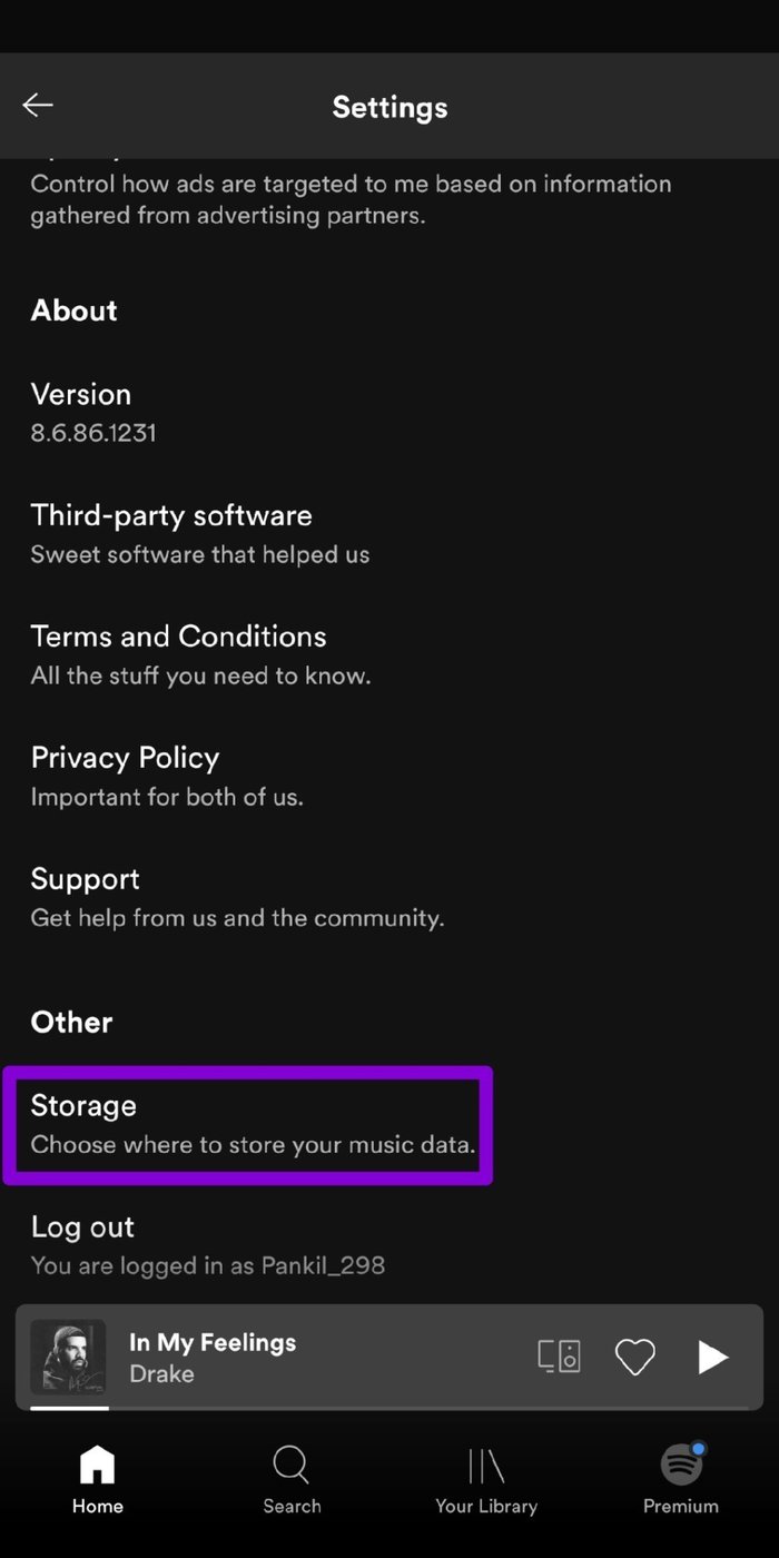 Spotify Storage Settings