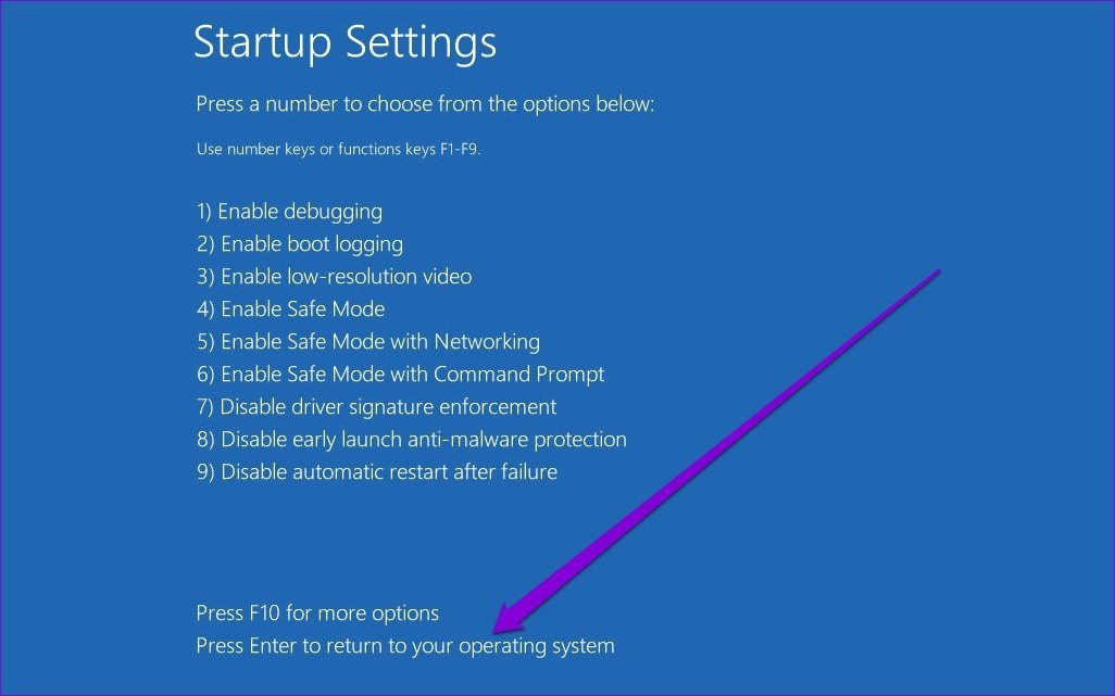 Startup Settings on Windows