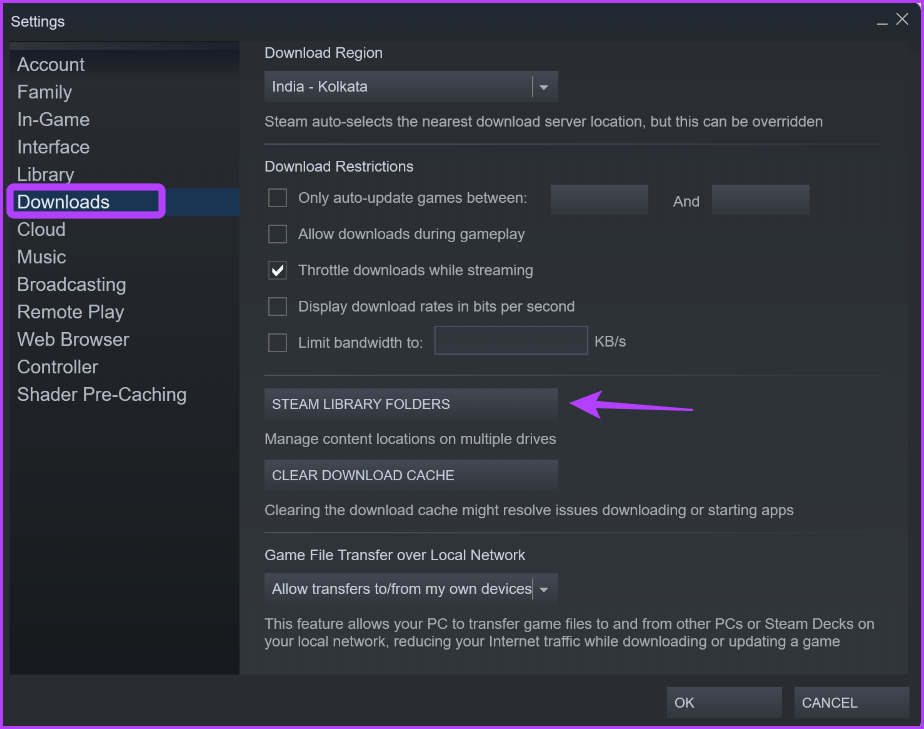 Steam Library Folders option in Steam