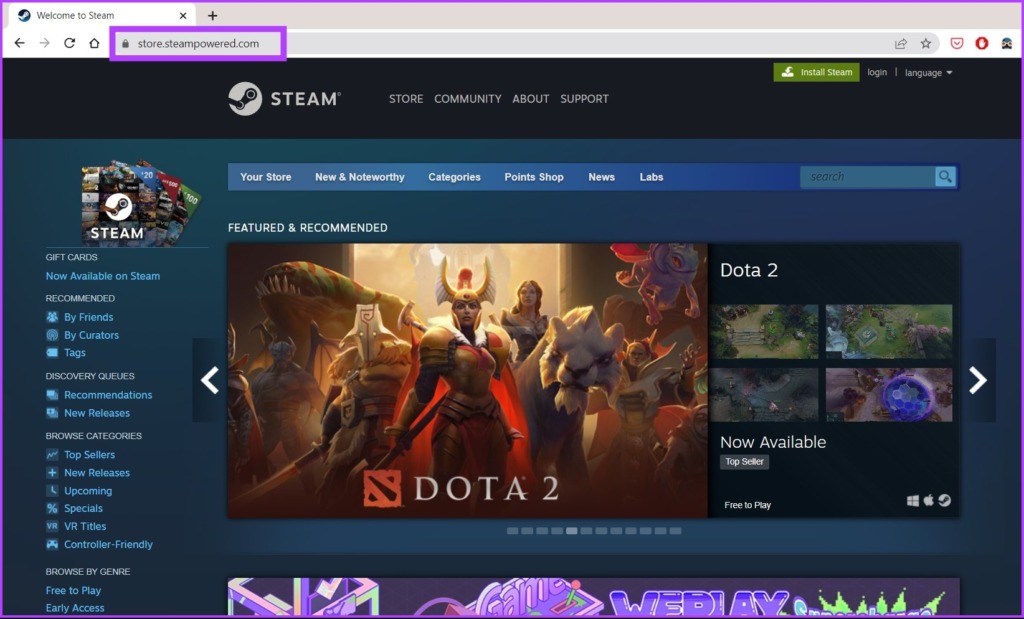 Go to the official Steam website