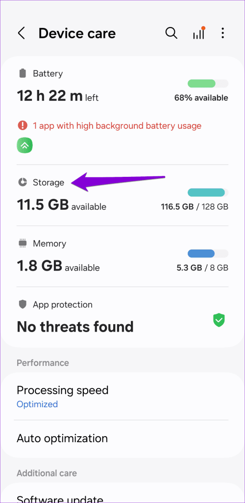 Storage Status on Android