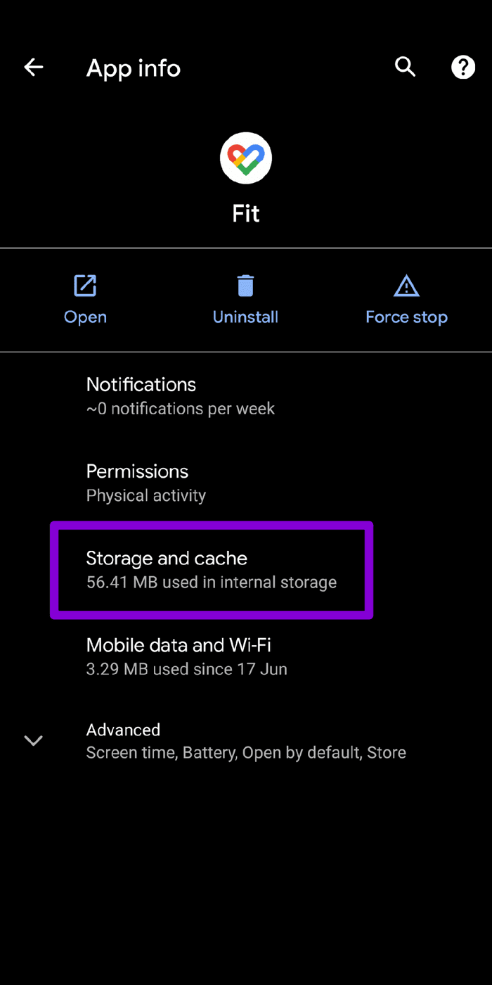 Storage and Cache option