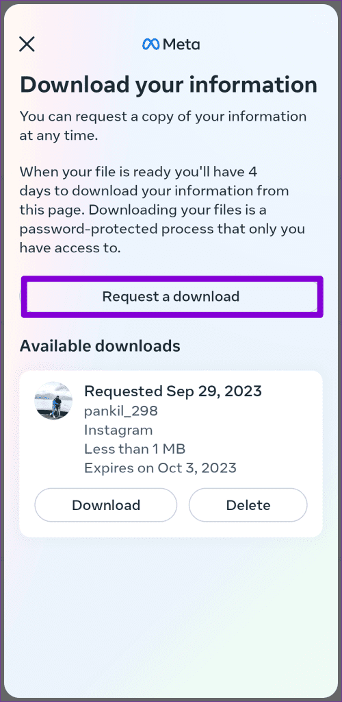 Submit a Request for Account Information on Instagram