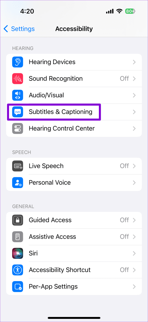 Configuración de subtítulos y subtítulos en el iPhone