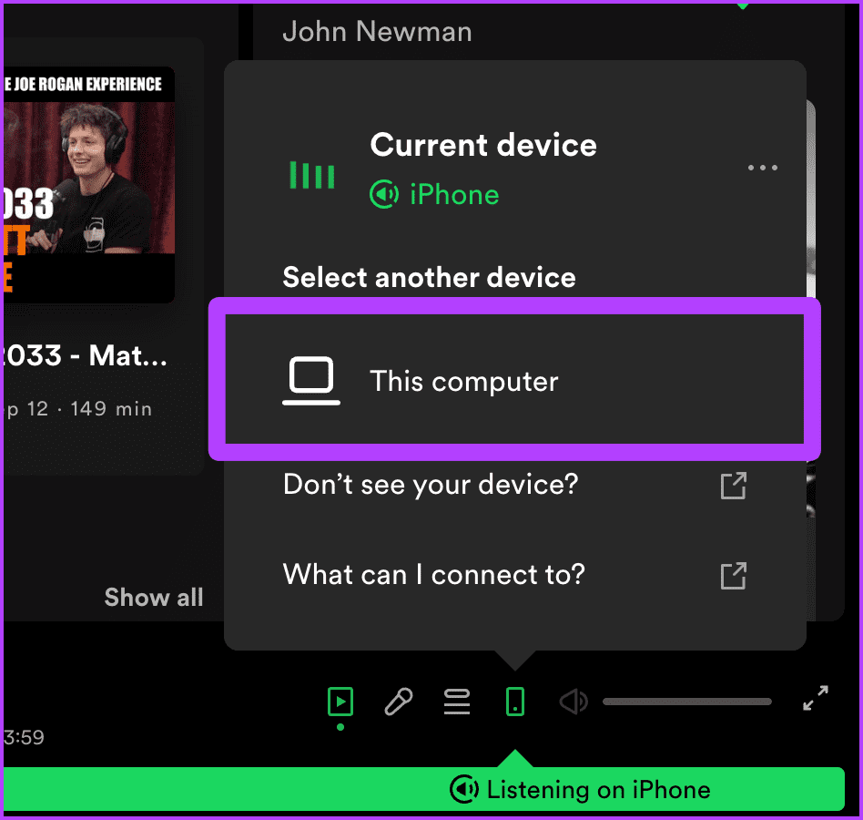 Switch to Computer on Spotify