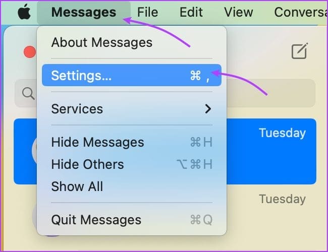 Go to Settings/Preferences   in Messages