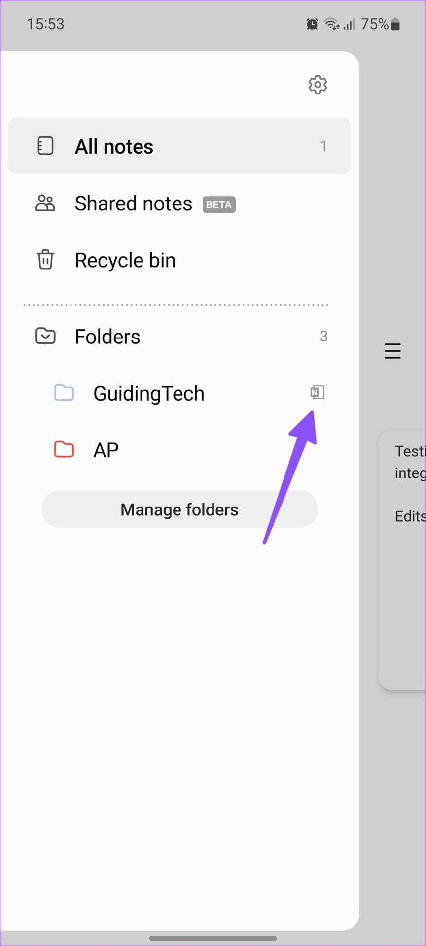 Samsung Notes synced with OneNote