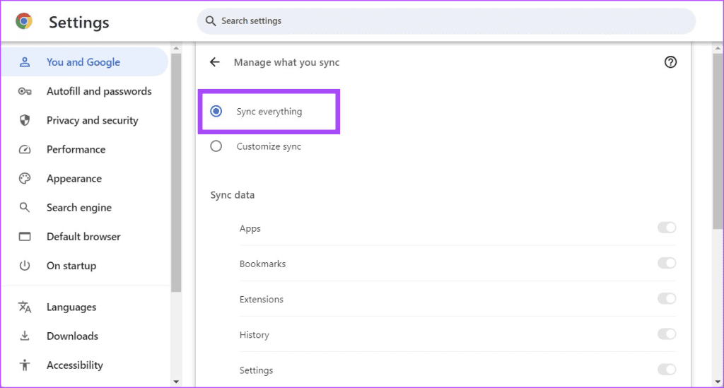 Sync everything in Google Chrome 1 - 3