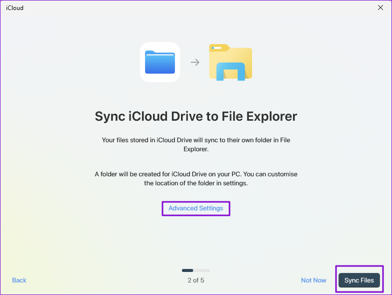 Sync iCloud Drive to File Explorer