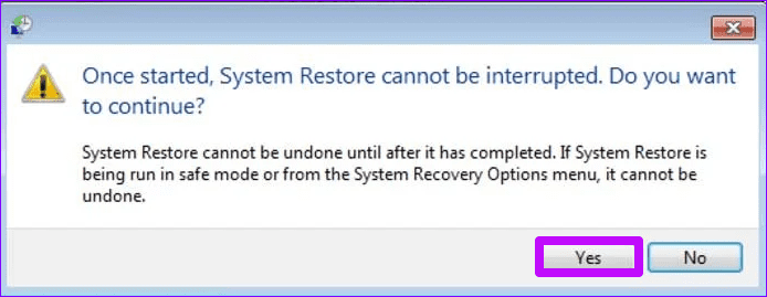 System restore complete process