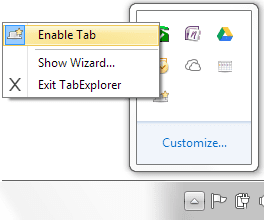 Tab Explorer System Tray Menu