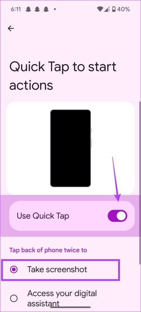 Take Screenshot Quick Tap