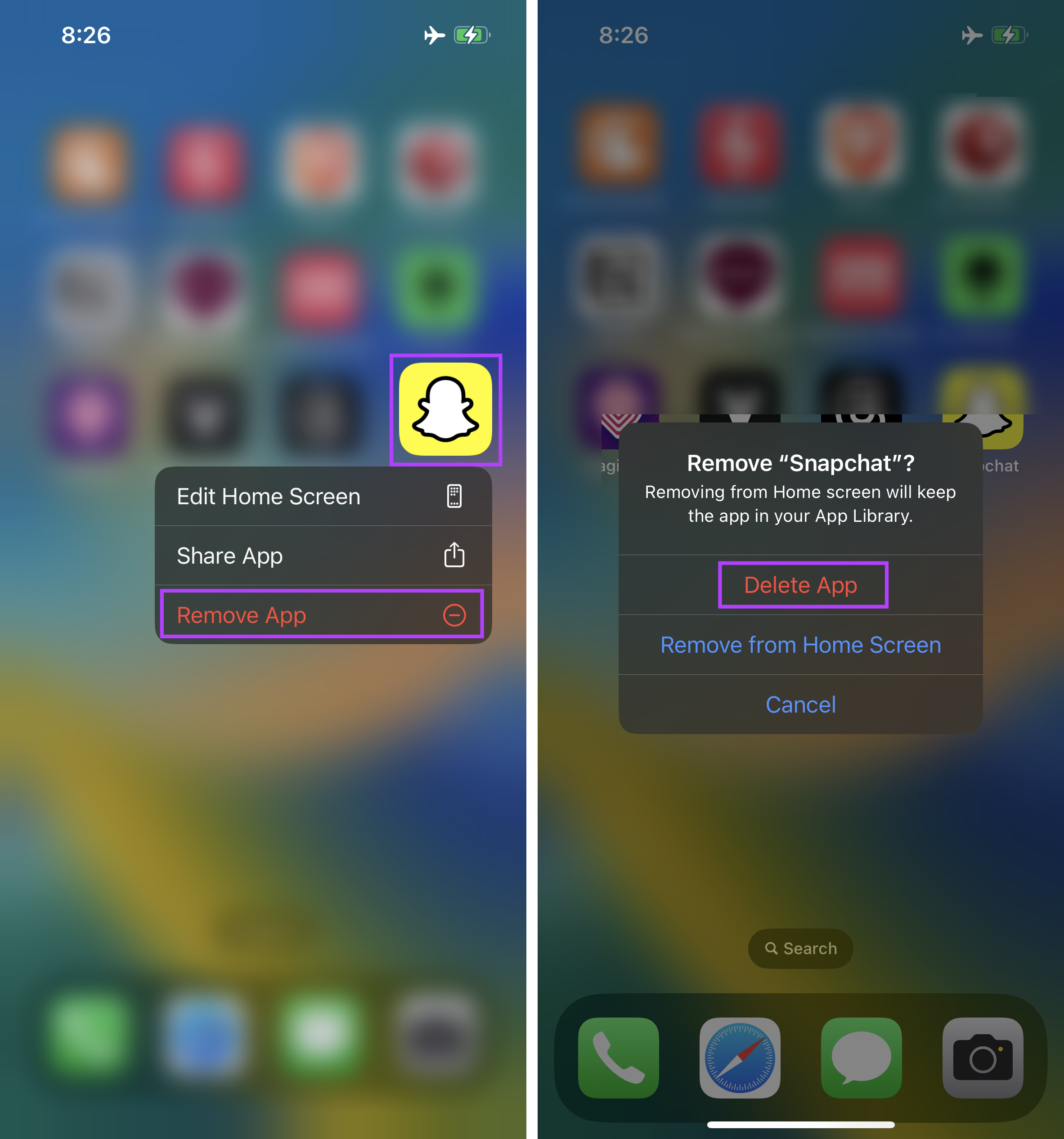 برنامه اسنپ چت را از iOS حذف کنید