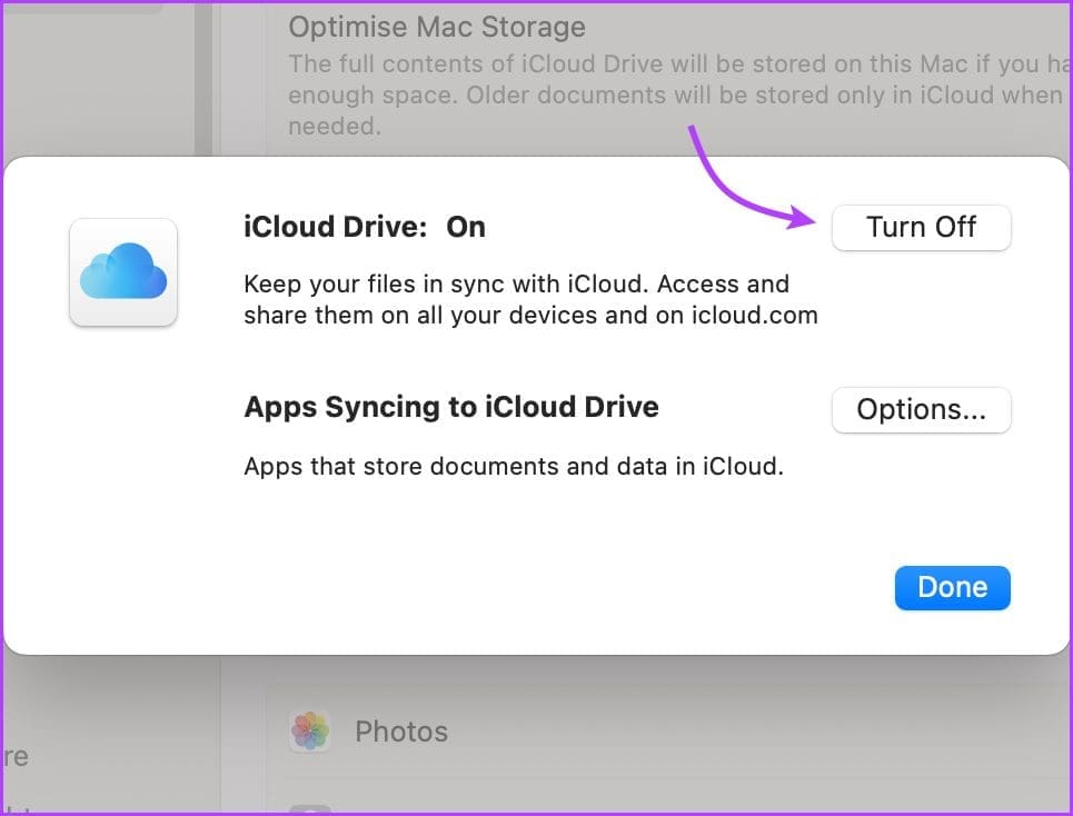 Turn off iCloud Drive on Mac